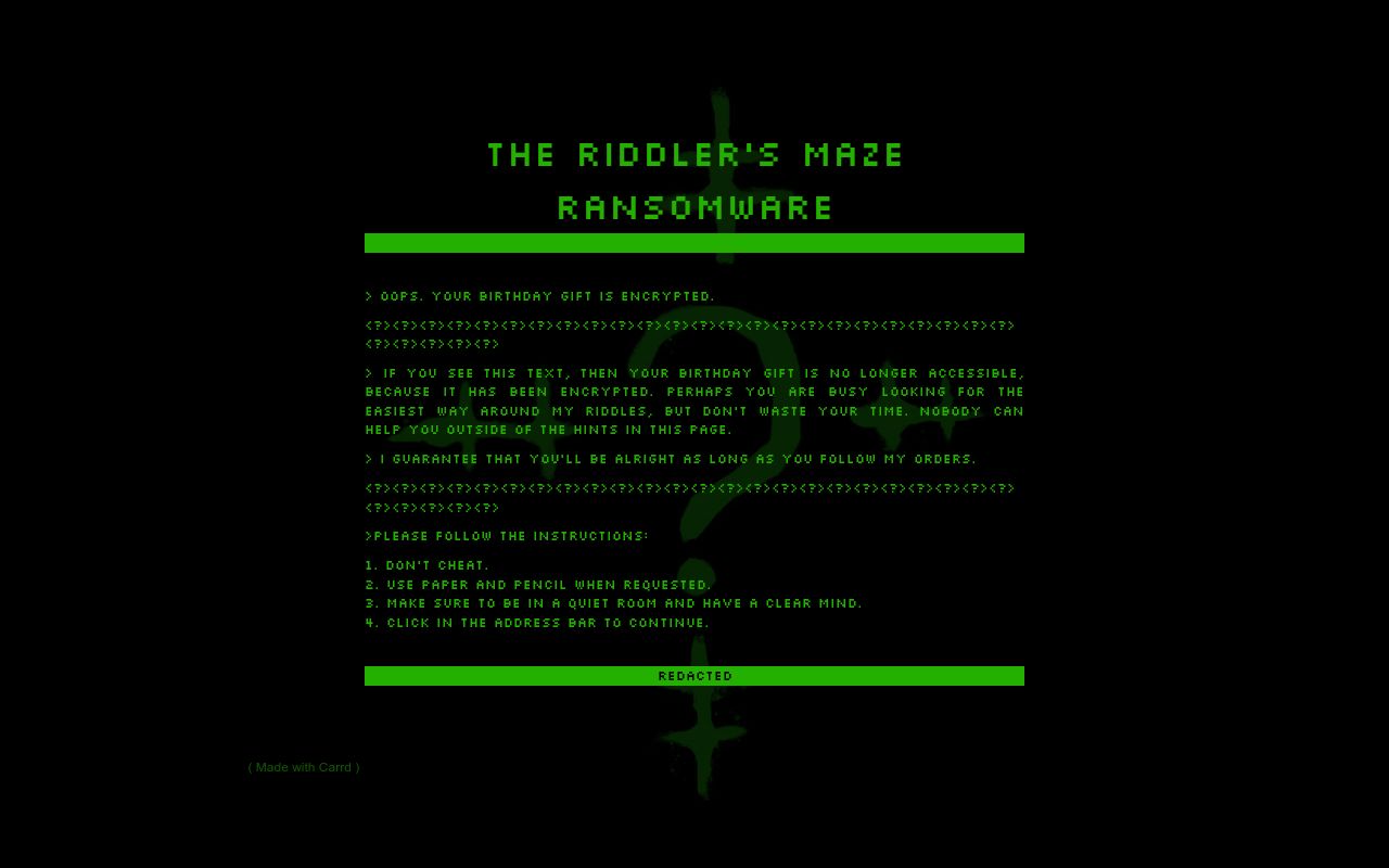 THE RIDDLER'S MAZE